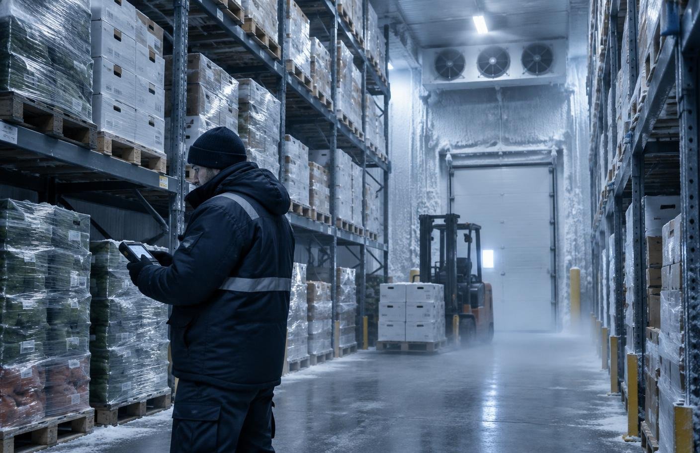 Cold storage warehouse interior